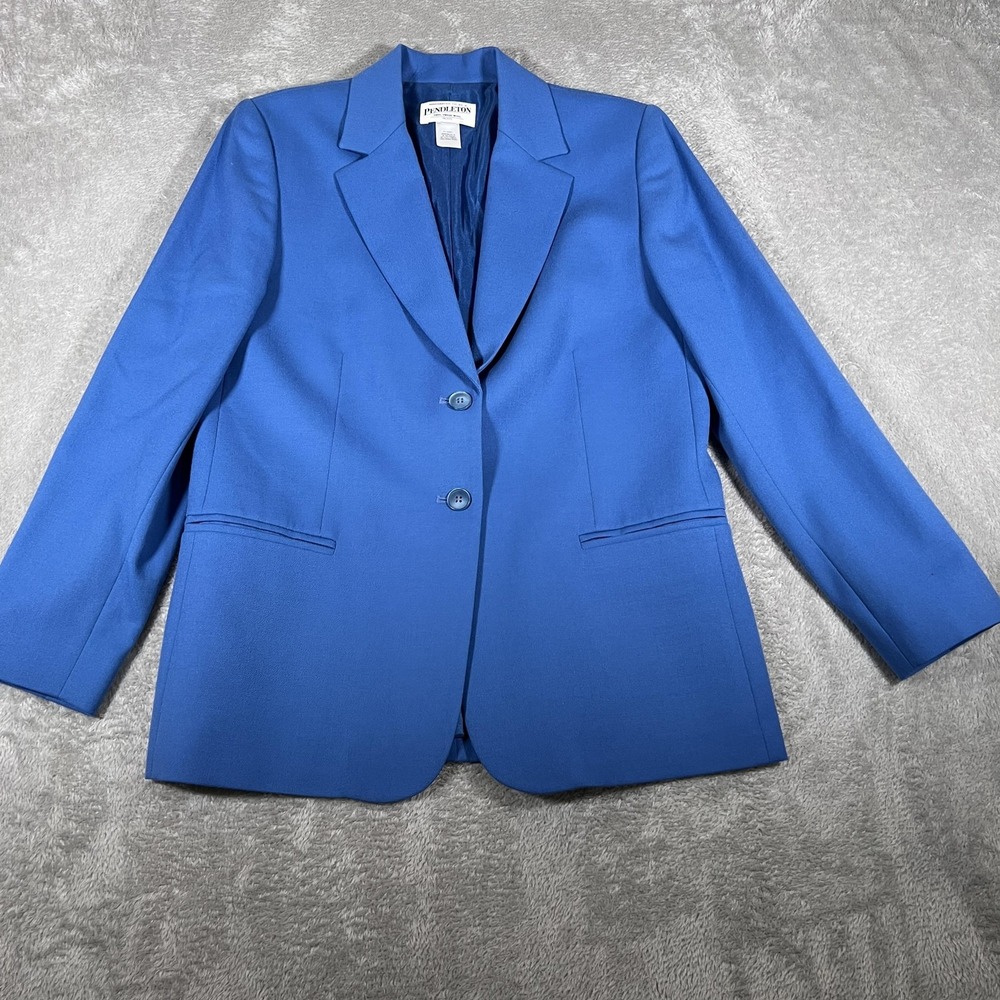 Pendleton Blazer Womens 6 Blue Virgin Wool Petite Lined Career‎ Classic Office